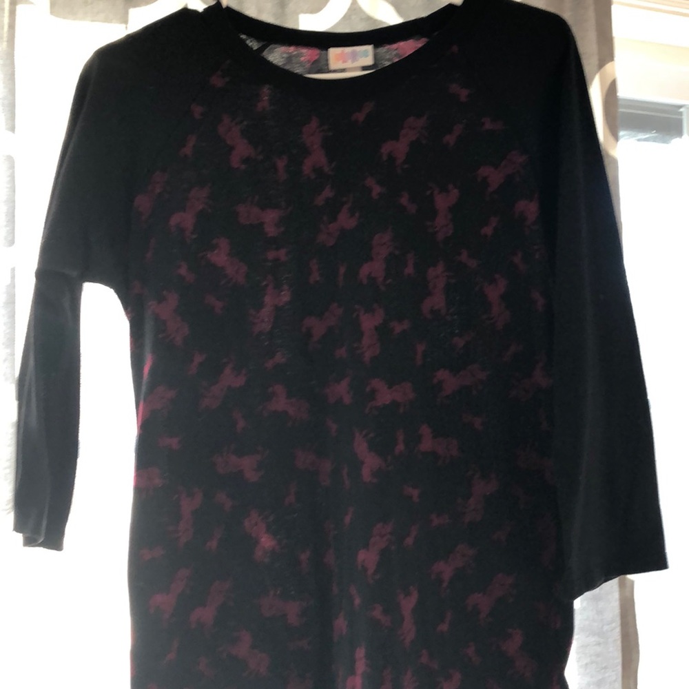 Lularoe randy black with pink unicorns
